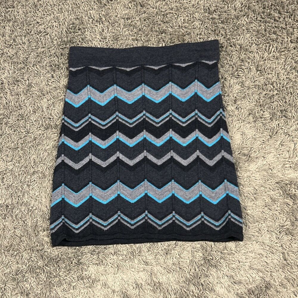 Krimson Klover Skirt Womens Small Knit Merino Wool Mini Black Gray Blue Stretch